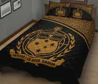 Samoa Quilt Bed Set - Samoa Coat Of Arms Yellow Curve Version - Polynesian Pride