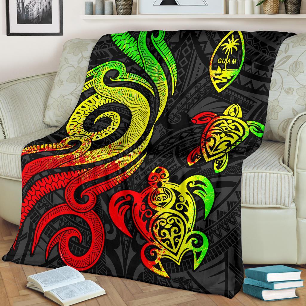 Guam Polynesian Premium Blanket - Reggae Tentacle Turtle - Polynesian Pride
