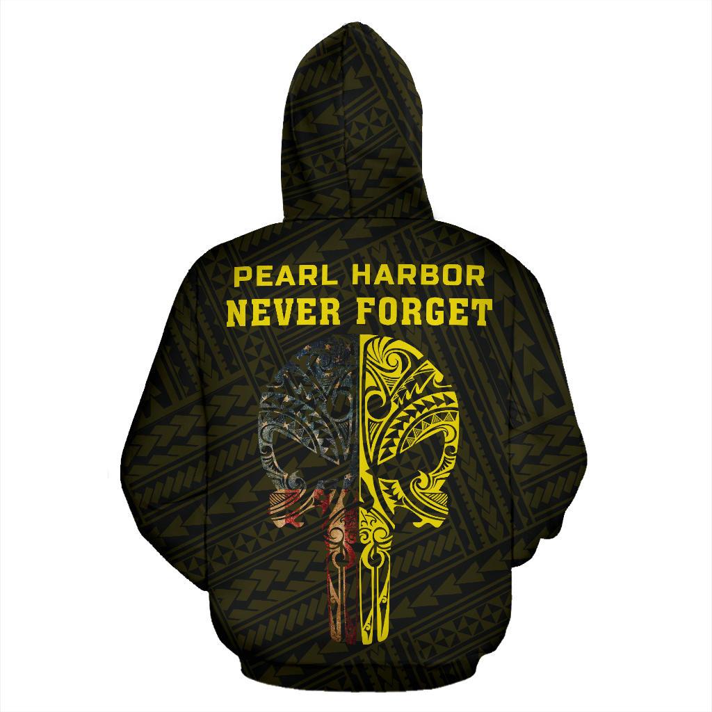 Polynesian Kakau Skull National Pearl Harbor Remembrance Day Hawaii Hoodie Yellow - Polynesian Pride