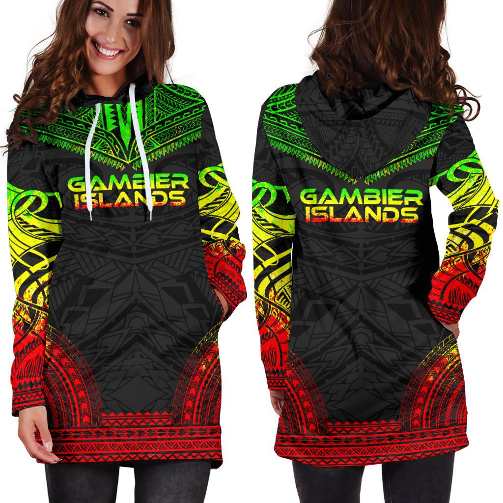 Gambier Islands Women's Hoodie Dress - Polynesian Reggae Chief - Polynesian Pride