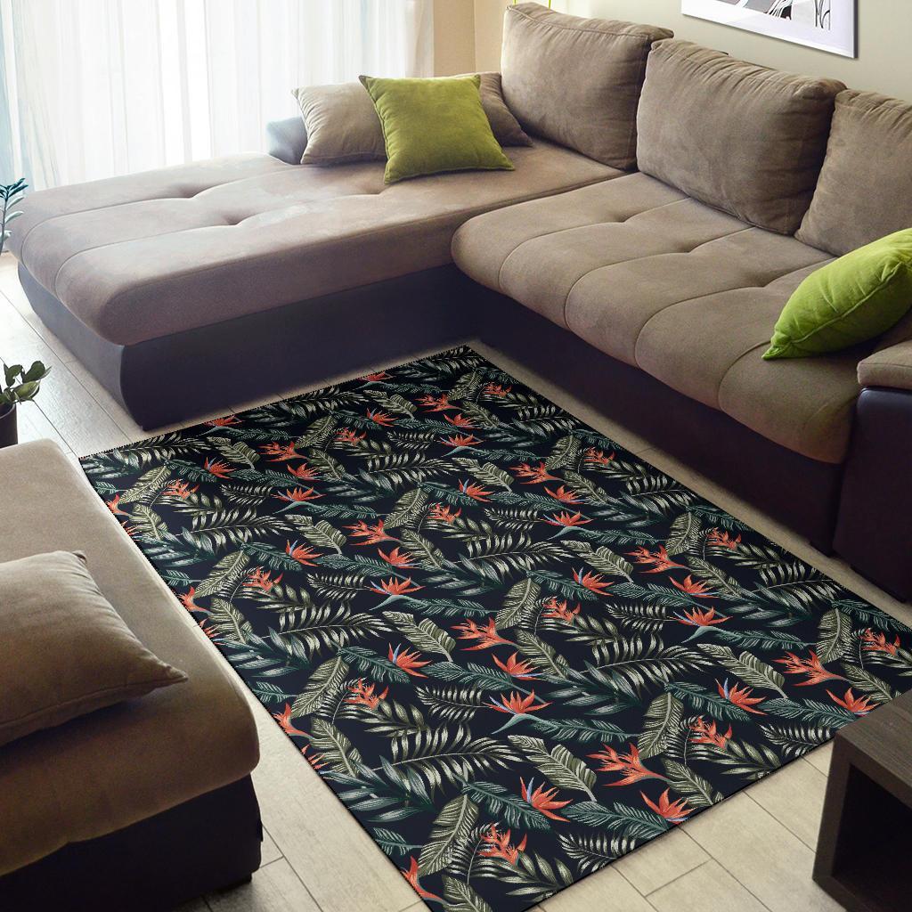 Tropical Strelitzia Black Rug - Polynesian Pride