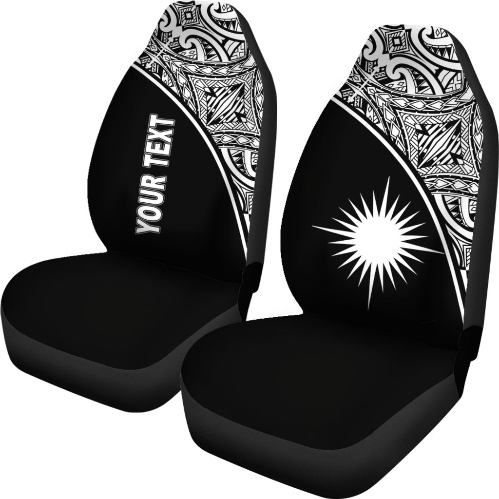Marshall Islands Car Seat Covers - Marshall Islands Flag Polynesian White Curve - Polynesian Pride