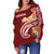 Tonga Women's Off Shoulder Sweater - Tonga Coat Of Arms With Polynesian Patterns - Polynesian Pride