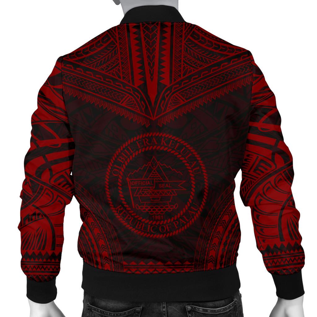 Palau Polynesian Chief Men's Bomber Jacket - Red Version - Polynesian Pride