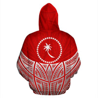Chuuk Polynesian Zip up Hoodie Red Pride Map and Seal - Polynesian Pride