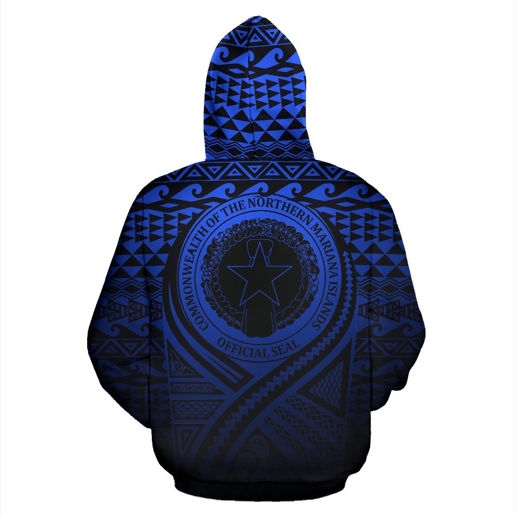 Northern Mariana Islands All Over Hoodie Lift up Blue - Polynesian Pride