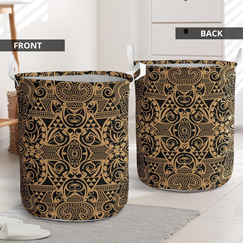 Polynesian Kakau Turtle Gold Hawaii Laundry Basket - Polynesian Pride