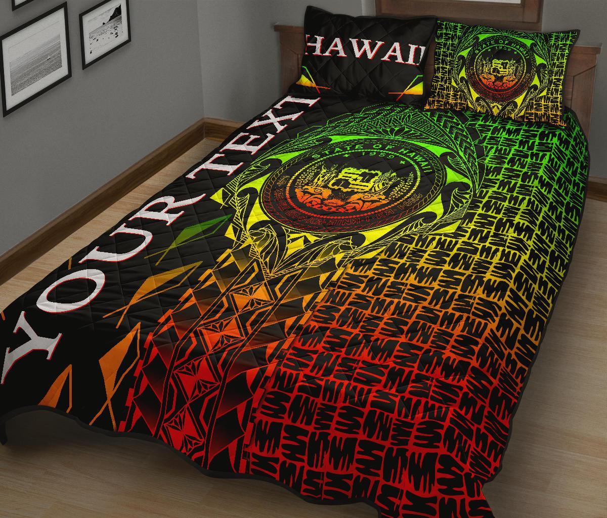 Hawaii Custom Personalised Quilt Bed Set - Hawaii Seal Rocket Style (Reggae) - Polynesian Pride