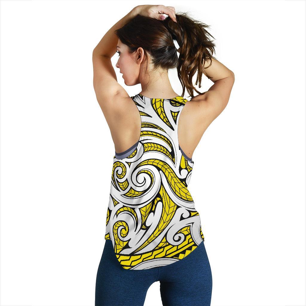 Polynesian Maori Ethnic Ornament Yellow Women's Racerback Tank Top - Polynesian Pride