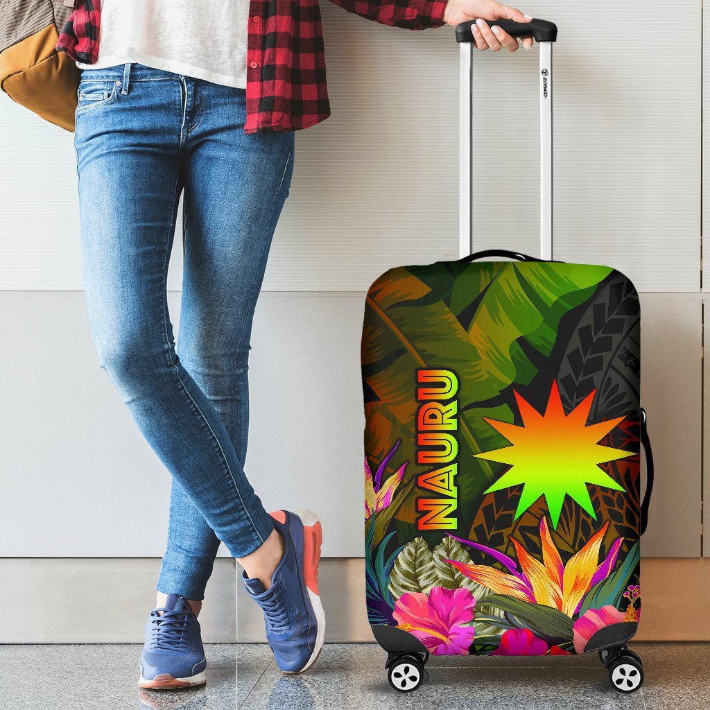 Nauru Polynesian Luggage Covers - Hibiscus and Banana Leaves Reggae - Polynesian Pride