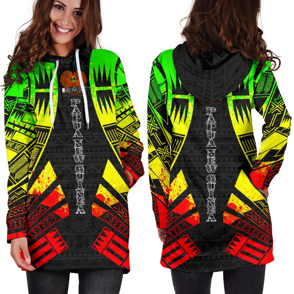 Papua New Guinea Hoodie Dress - Polynesian Tattoo Reggae - Polynesian Pride