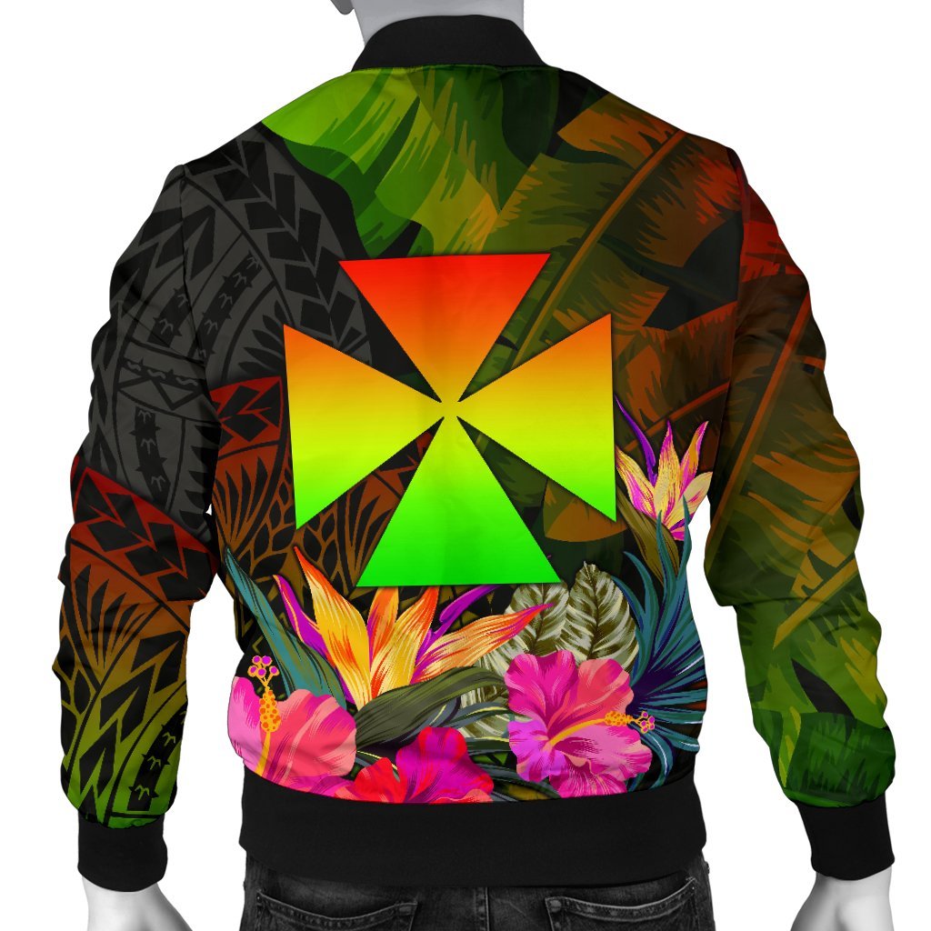 Wallis and Futuna Polynesian Personalised Men's Bomber Jacket - Hibiscus and Banana Leaves - Polynesian Pride