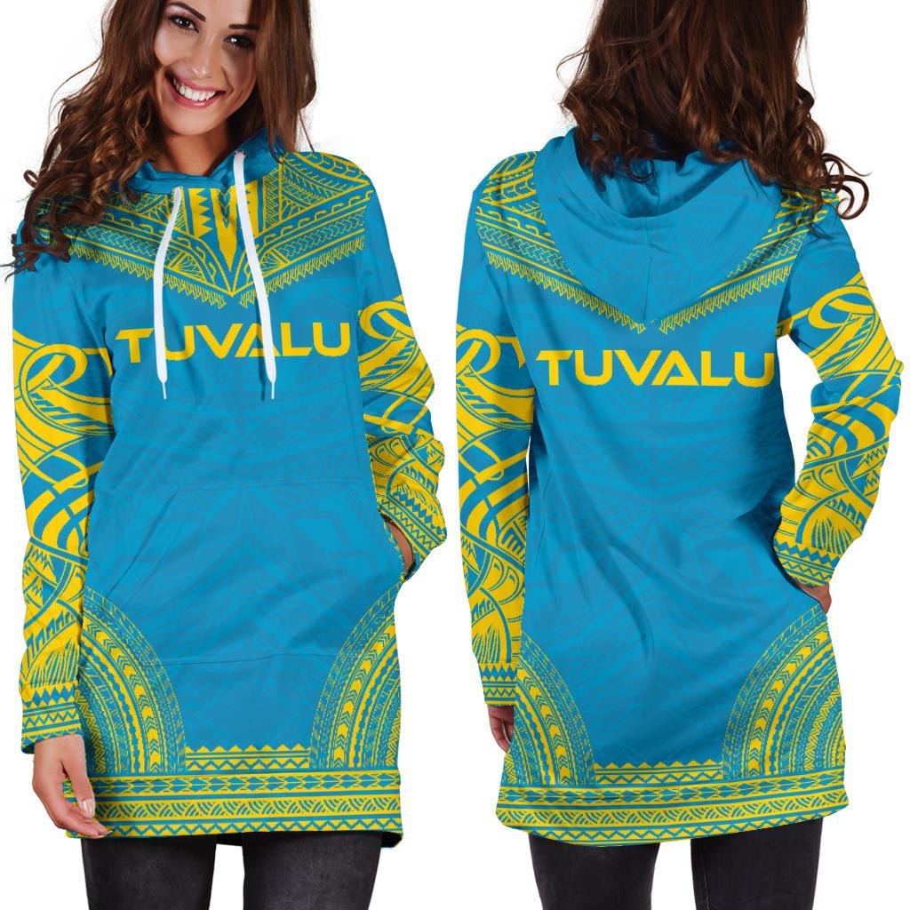 Tuvalu Women's Hoodie Dress - Polynesian Flag Chief - Polynesian Pride