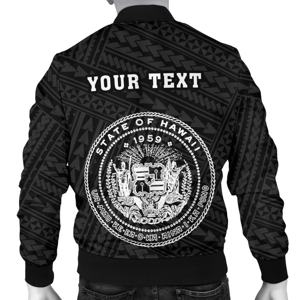 Hawaii Kakau Polynesian Coat Of Arms Personalized Men's Bomber Jacket - White - Polynesian Pride