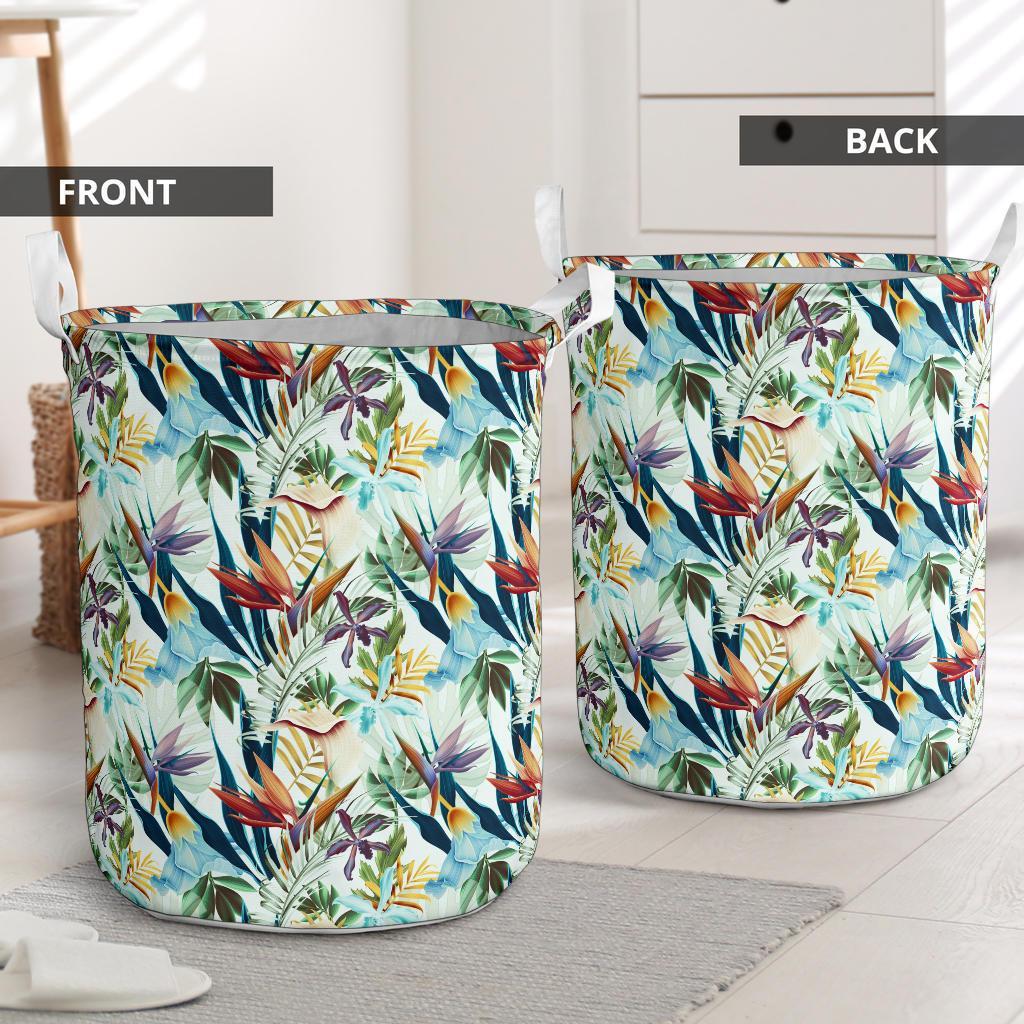 Tropical Flower, Plant And Leaf Pattern Hawaii Laundry Basket - Polynesian Pride