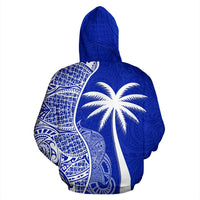 Niue Polynesian Custom Zip up Hoodie Coconut Blue - Polynesian Pride