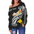 Papua New Guinea Custom Personalised Women's Off Shoulder Sweater - PNG Seal Polynesian Patterns Plumeria (Black) - Polynesian Pride