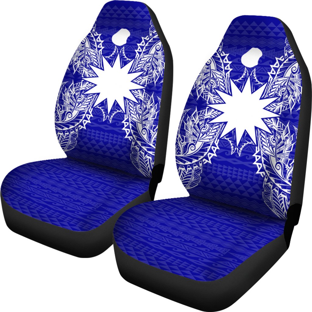 Nauru Car Seat Cover - Nauru Flag Map Blue - Polynesian Pride