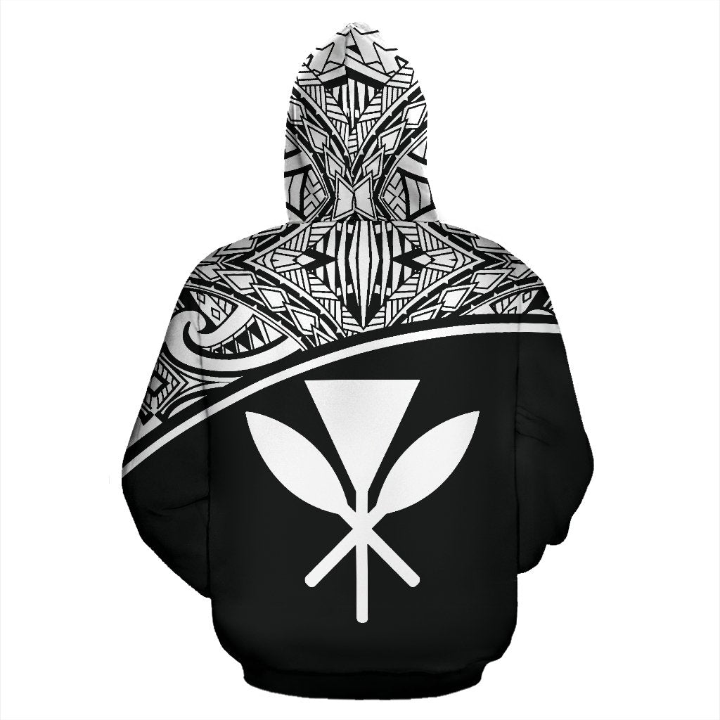 Hawaii All Over Custom Hoodie Polynesian Black Curve - Polynesian Pride