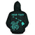 Polynesian Kakau Turtle Map of Hawaii Custom Zip Hoodie Turquoise - Polynesian Pride