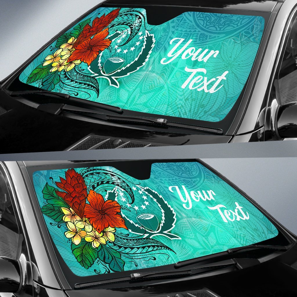 Pohnpei State Auto Sun Shade - Tropical Flowers Style - Polynesian Pride