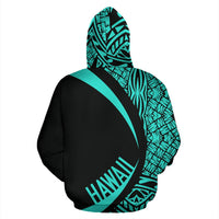 Polynesian Turtle Map of Hawaii Zip Hoodie Turquoise Circle Style - Polynesian Pride