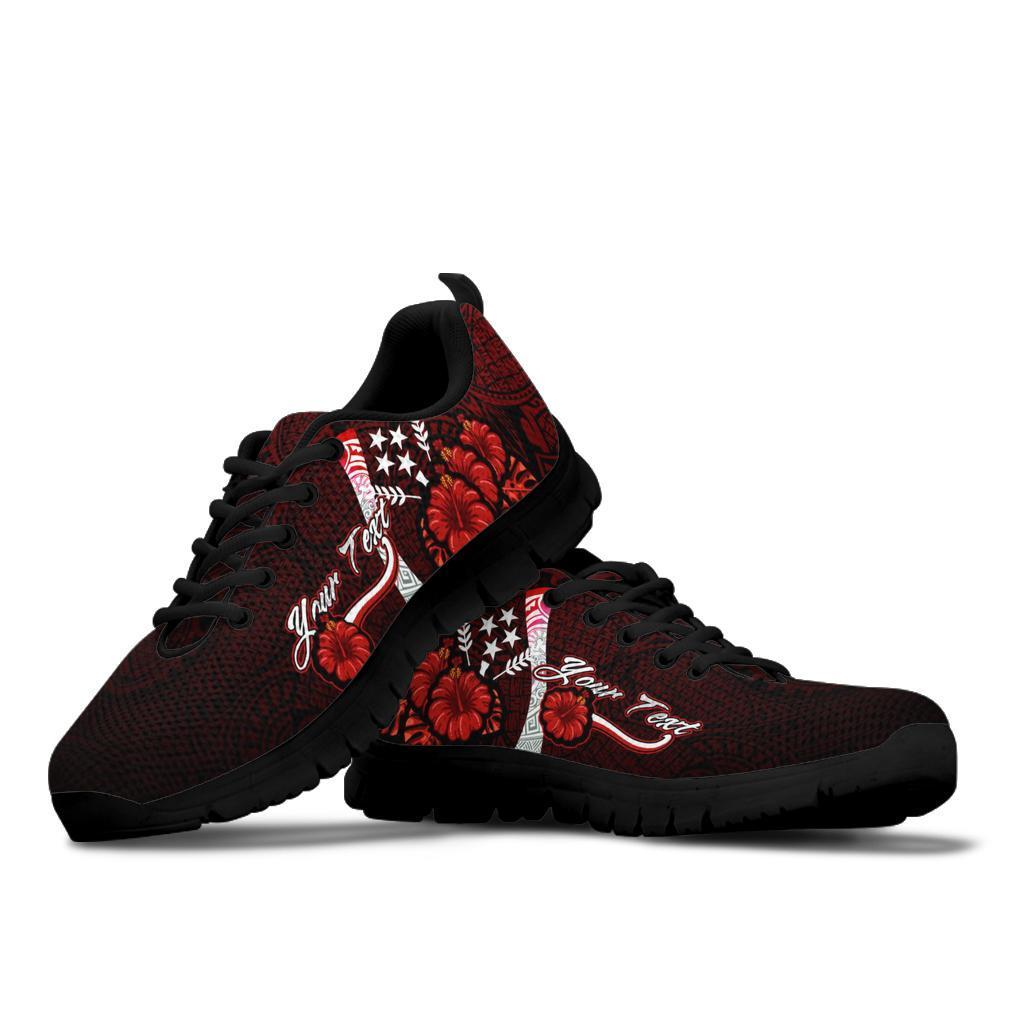 Kosrae Micronesia Custom Personalised Sneakers - Coat Of Arm With Hibiscus - Polynesian Pride