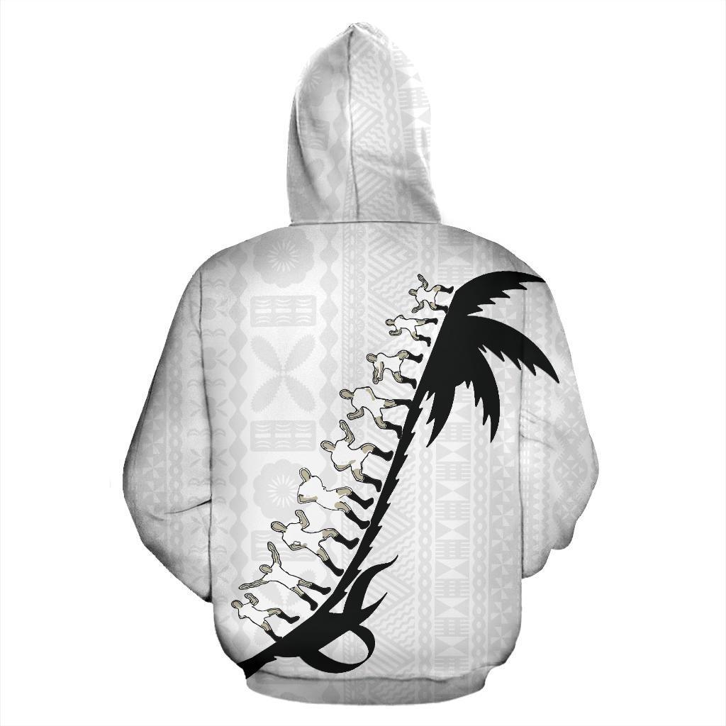 Fiji Cibi Zip up Hoodie Fiji Coat of Arms White - Polynesian Pride