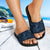 Hawaii Hibiscus Pattern Black And Blue Slide Sandals - Polynesian Pride