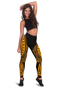 Tahiti Women Leggings Polynesian Pattern Gold - Polynesian Pride