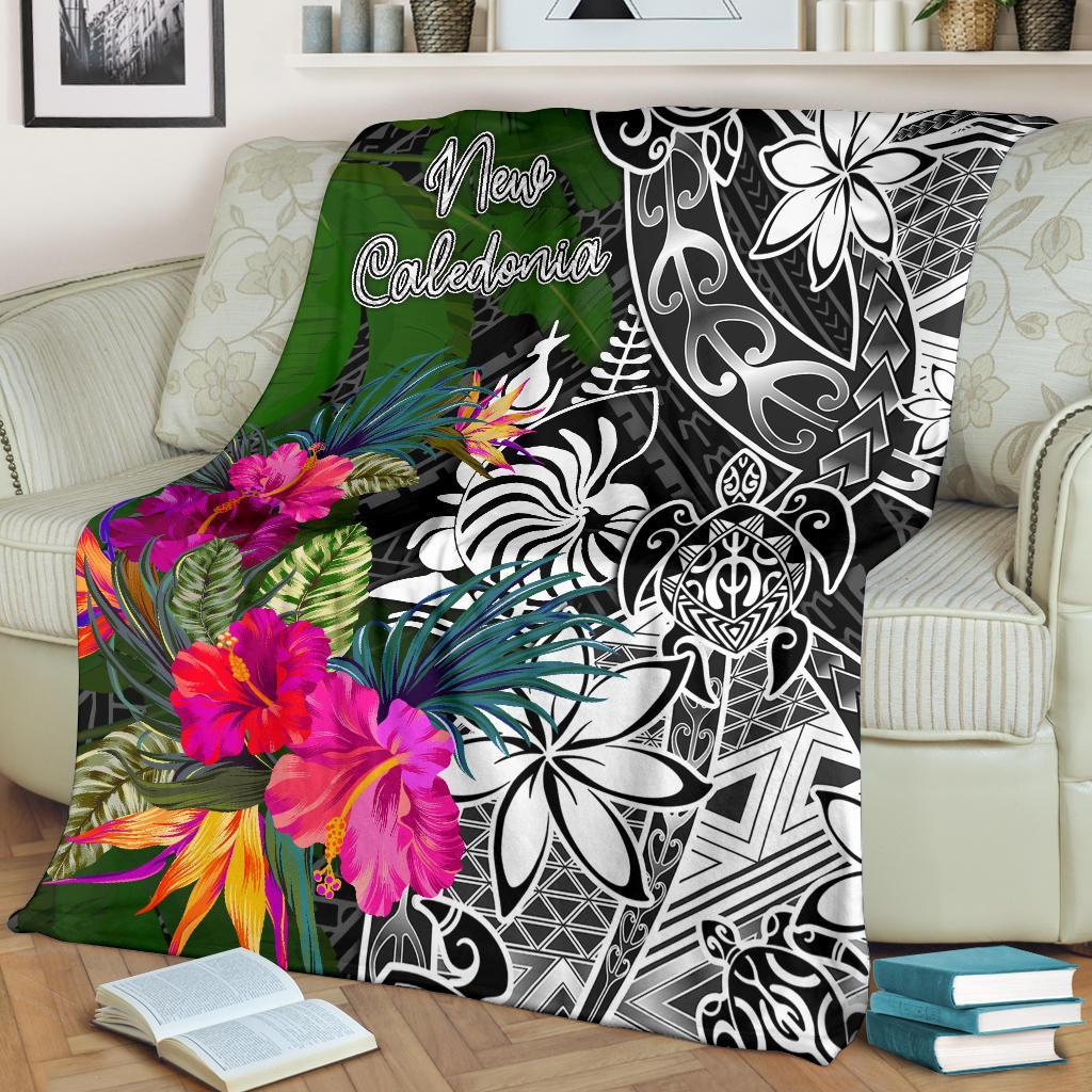 New Caledonia Premium Blanket - Turtle Plumeria Banana Leaf Crest - Polynesian Pride