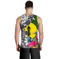 New Caledonia Men's Tank Top White - Turtle Plumeria Banana Leaf - Polynesian Pride