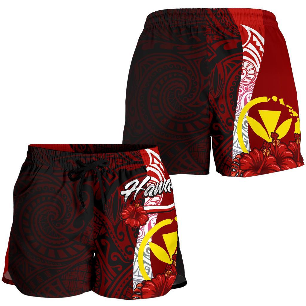 Hawaii Polynesian Women's Shorts - Coat Of Arm With Hibiscus - Polynesian Pride