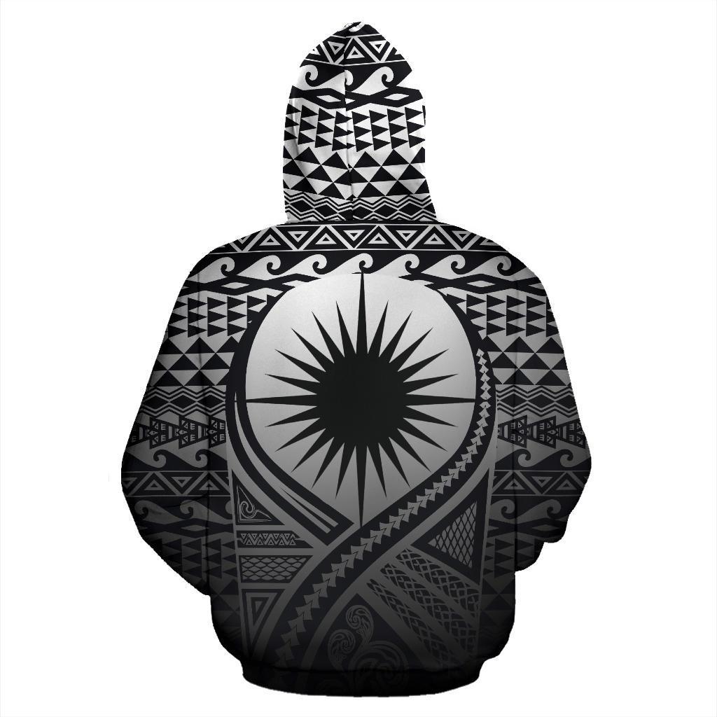 Marshall Islands All Over Zip up Hoodie Lift up Black - Polynesian Pride