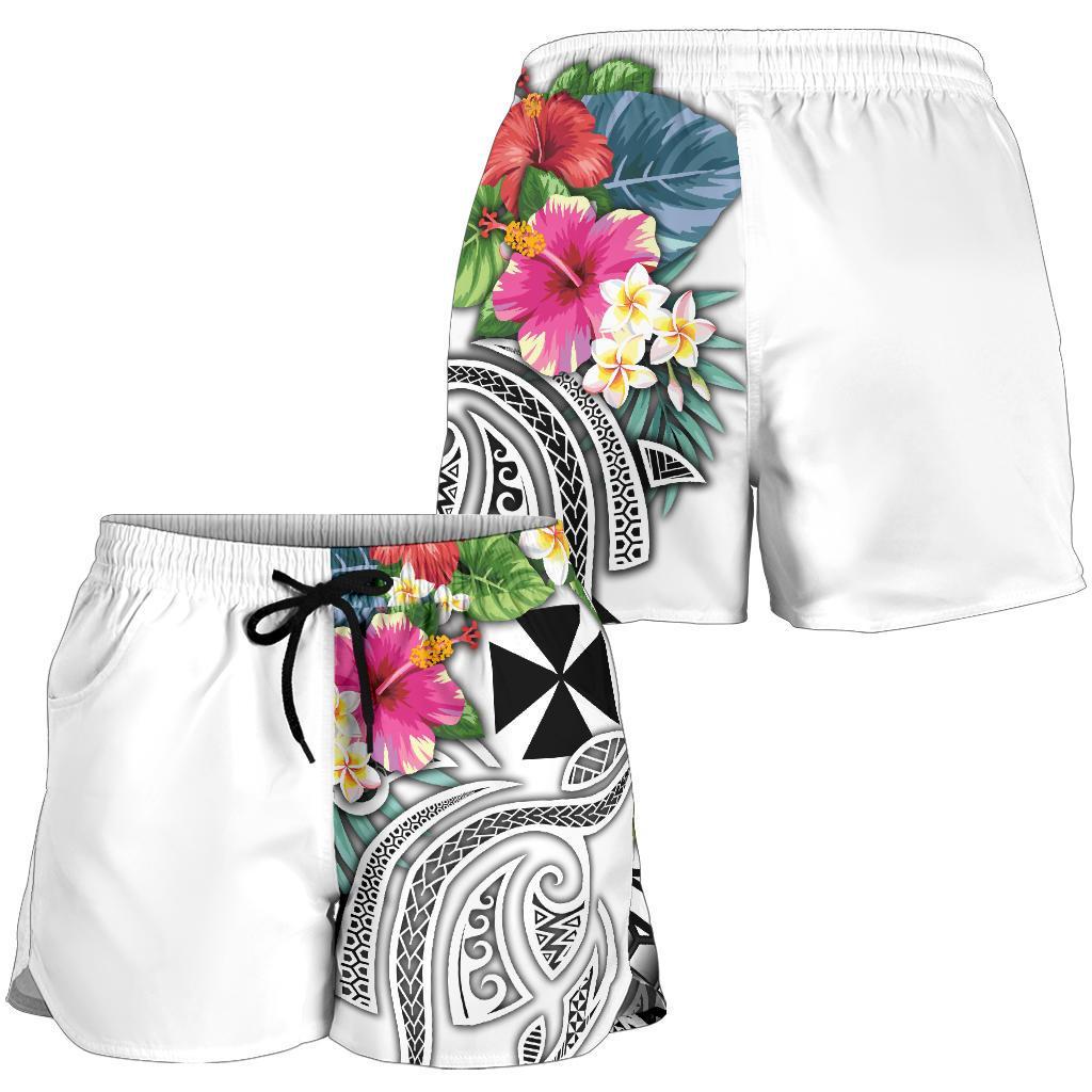 Wallis and Futuna Polynesian Women's Shorts - Summer Plumeria (White) - Polynesian Pride