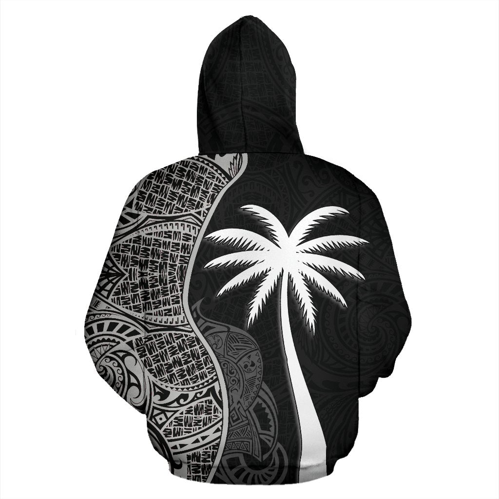Tonga Polynesian Hoodie Coconut Tree Black - Polynesian Pride