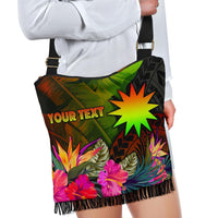 Nauru Polynesian Personalised Crossbody Boho Handbag - Hibiscus and Banana Leaves - Polynesian Pride