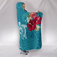 Hawaii Turtle Hibiscus Plumeria Blue Polynesian - Hooded Blanket AH - Polynesian Pride