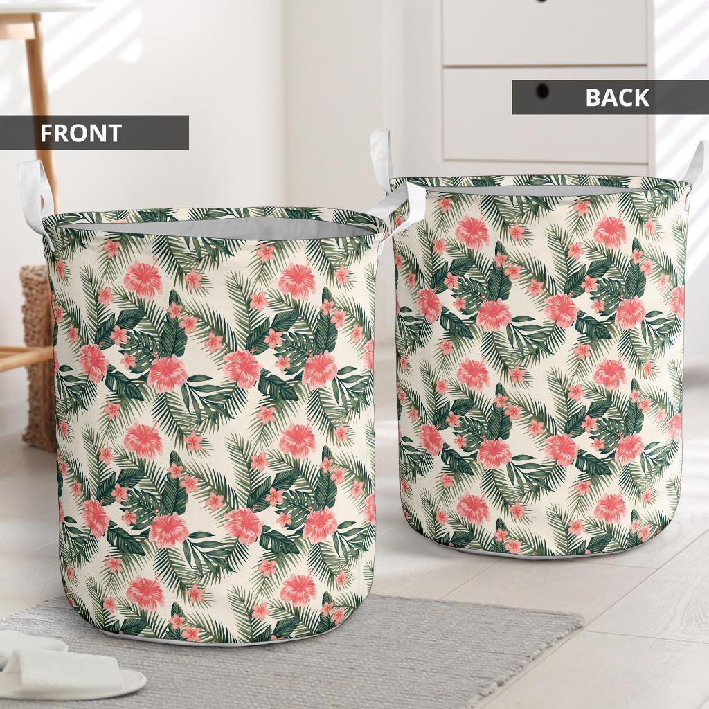 Hibiscus Plumeria Tropical Red Hawaii Laundry Basket AH - Polynesian Pride