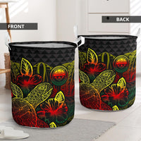 Federated States Of Micronesia Laundry Basket - Polynesian Turtle Hibiscus Reggae - Polynesian Pride