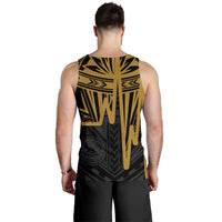 American Samoa Personalised Men's Tank Top - Seal With Polynesian Pattern Heartbeat Style (Gold) - Polynesian Pride