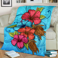 Ocean Hibiscus Premium Blanket - Polynesian Pride