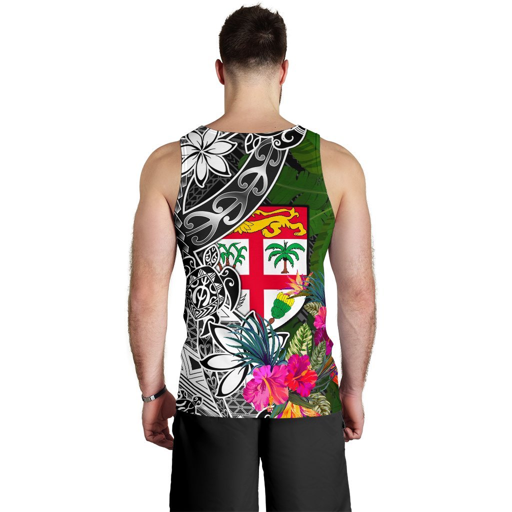 Fiji Men Tank Top - Turtle Plumeria Banana Leaf - Polynesian Pride