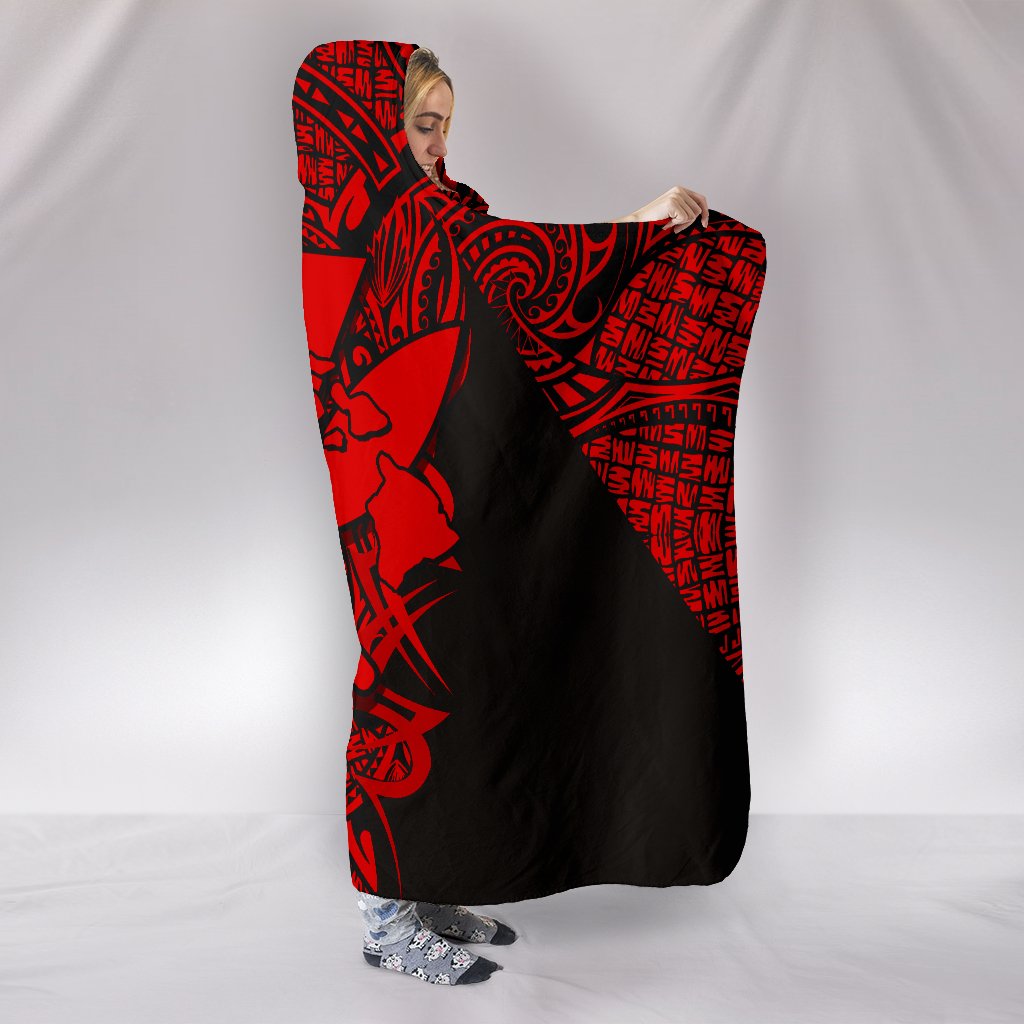 Kanaka Map Polynesian Hooded Blanket - Red - Armor Style - Polynesian Pride
