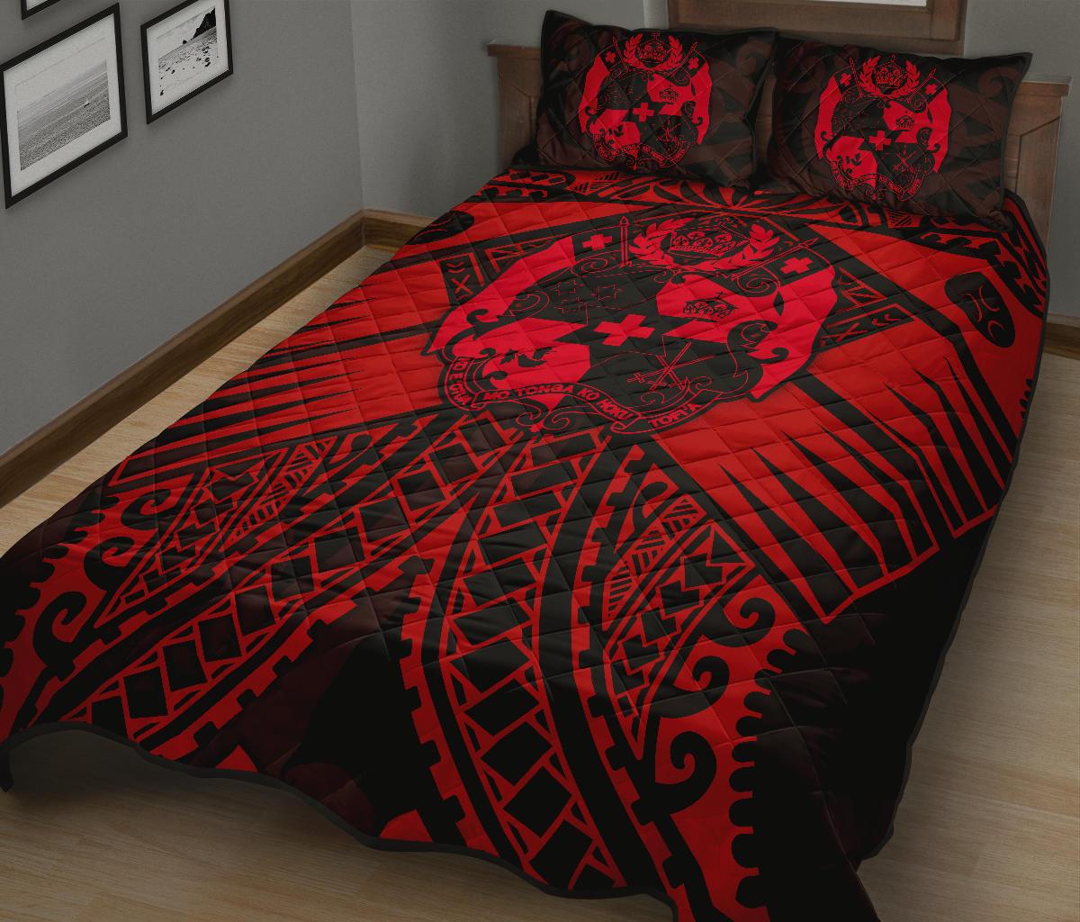 Tonga Polynesian Quilt Bed Set - Tonga Red Seal with Polynesian tattoo - Polynesian Pride