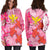 Hawaii Women's Hoodie Dress - Polynesian Pink Plumeria Turtle - Polynesian Pride