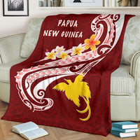 Papua New Guinea Premium Blanket - PNG Seal Polynesian Patterns Plumeria White - Polynesian Pride