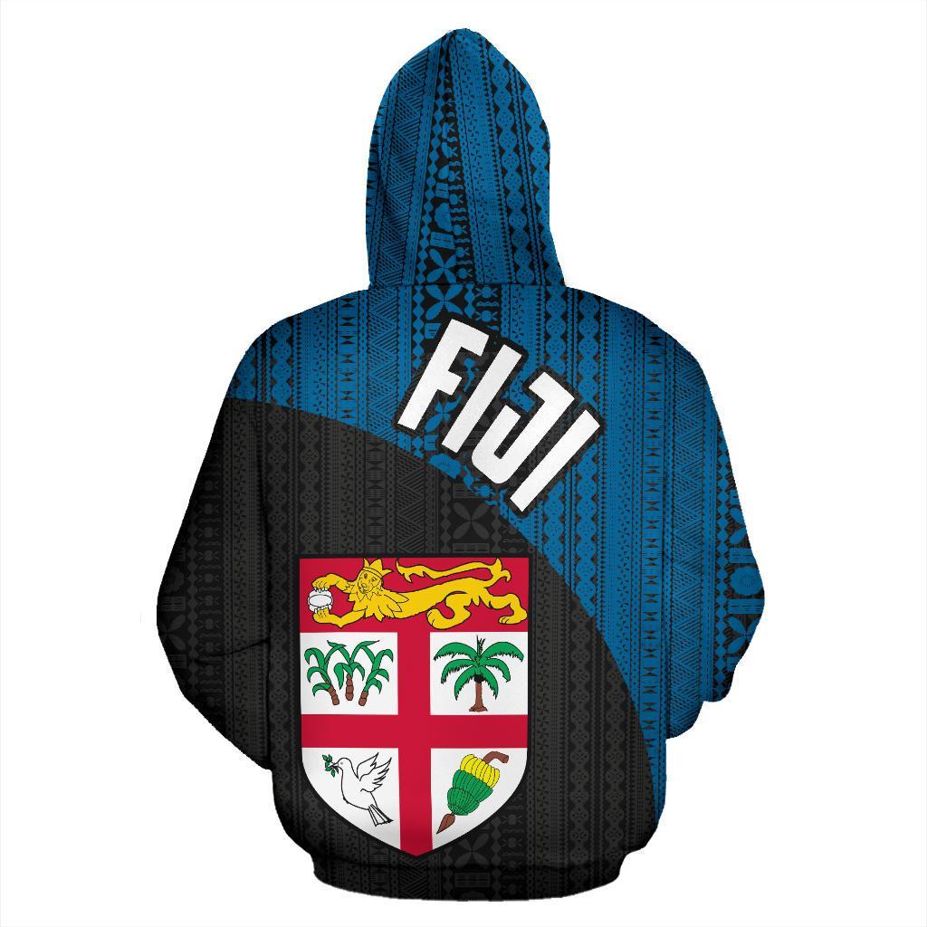 Fiji Tapa Hoodie Fiji Flag Blue Dark - Polynesian Pride