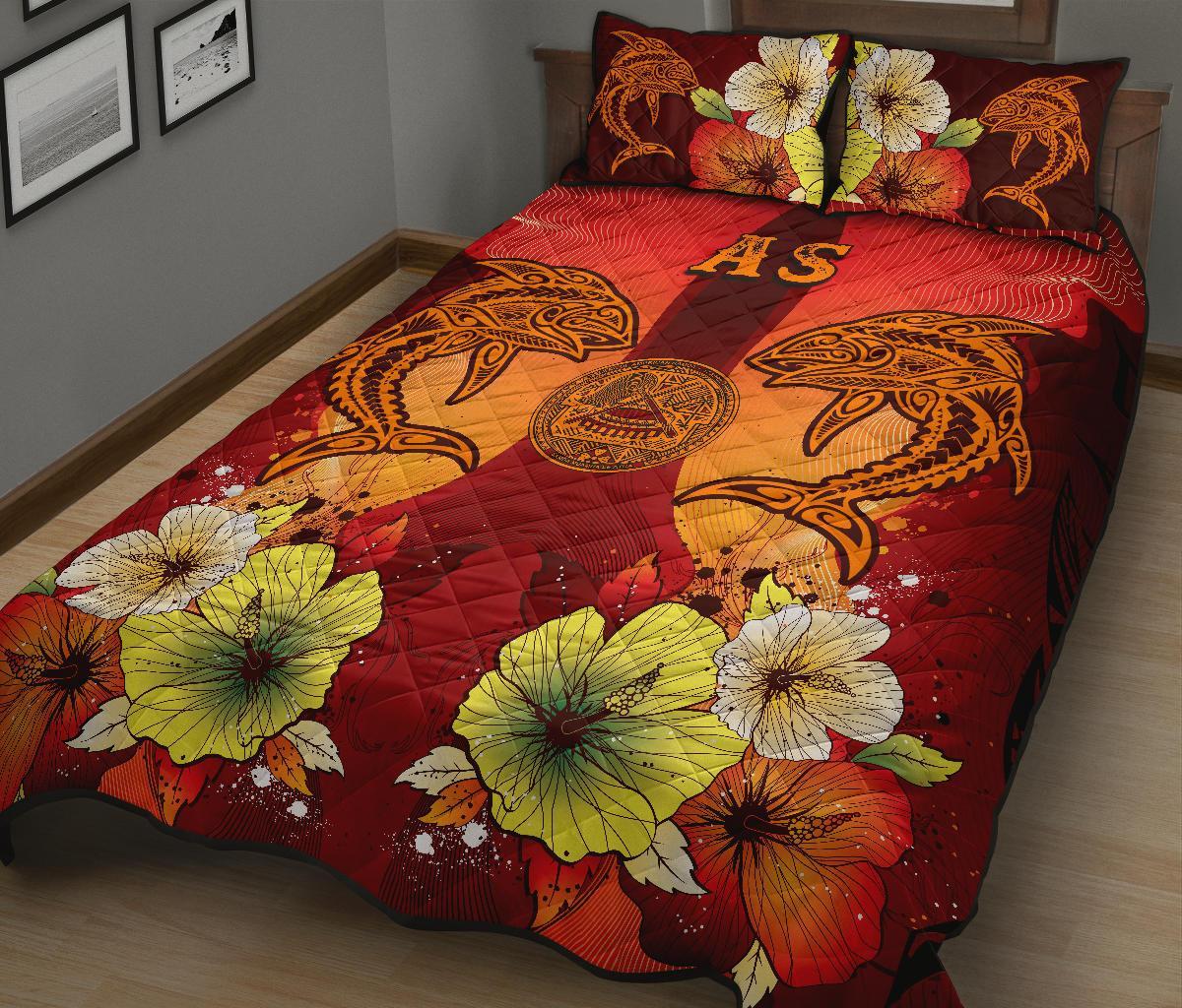 American Samoa Quilt Bed Sets - Tribal Tuna Fish - Polynesian Pride