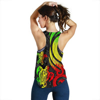 Tonga Polynesian Women Racerback Tank - Reagae Tentacle Turtle - Polynesian Pride